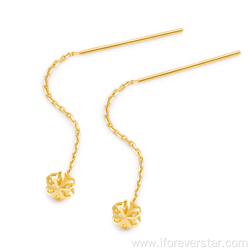 Fashion 18k real Gold stud dangling Earring Jewelry